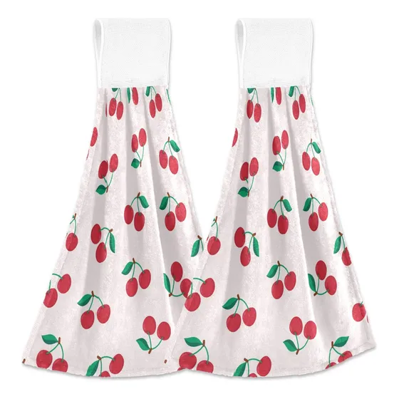 Qilmy Toalla Cocina Cereza Roja 2 Pieza Super Suave Para O X