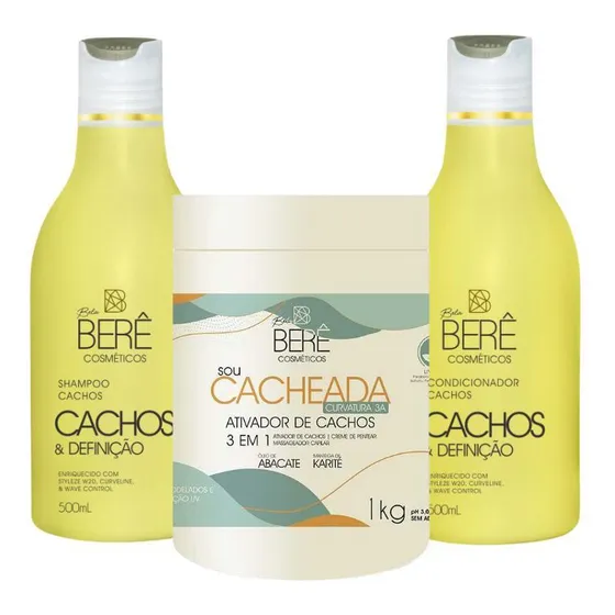 Kit Bela Berê Cachos Shampoo Condicionador E Ativador 3a 1kg