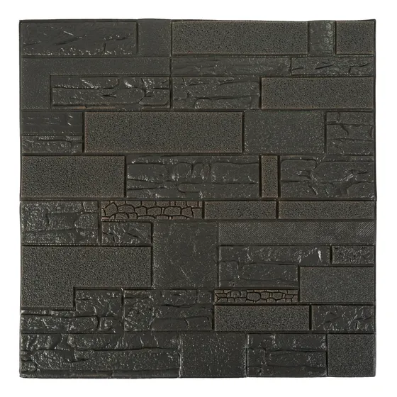 Placa Panel Autoadhesivo 3d 70x60cm Vinilo 8mm Pared X5 Color Piedra Negro