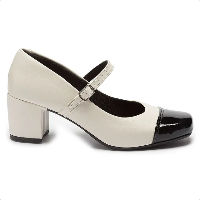 Sapato Scarpin Boneca Feminino Bico Quadrado Casual Bloco