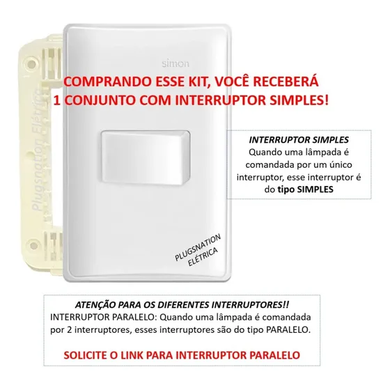 Simon 19 S19 Conjunto 4x2 Completo Tomada Energia Simples