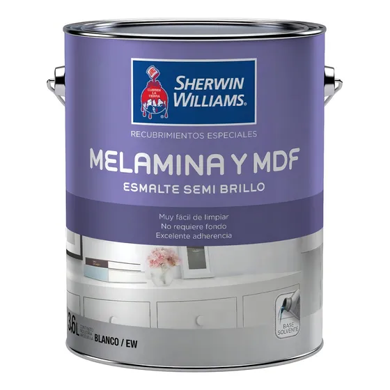 Esmalte Para Melamina Y Mdf Blanco 1 Lts Sherwin Williams Acabado Semi Brillo