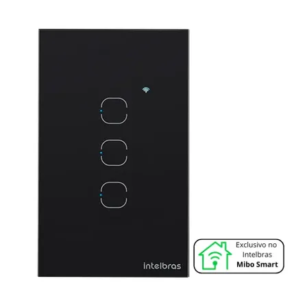 Interruptor Touch Inteligente 3 Teclas Eiw 1003 Intelbras Preto 127/220v