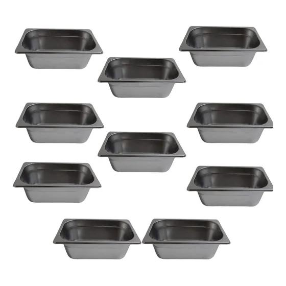 Kit 8 Cuba Gastronômica Gn 1/4 100mm Aço Inox Rechaud Buffet