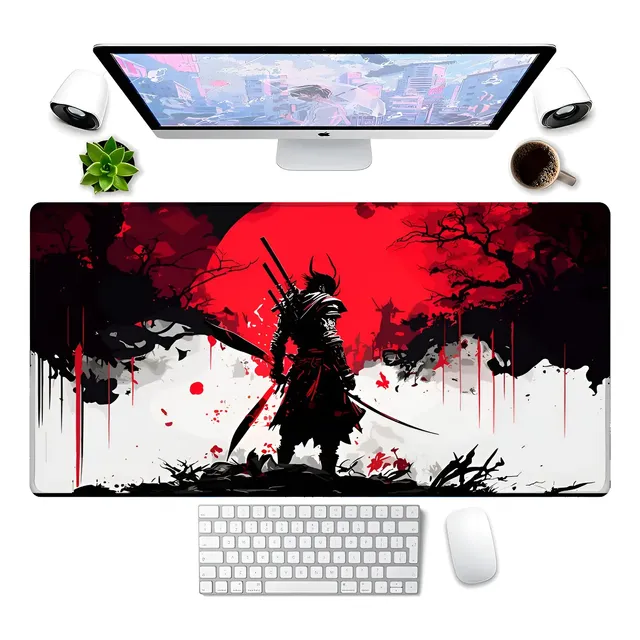 Mouse Pad Samurai 90x40cm Chinês Vermelho Premium Grande Samurai Vermelho 90x40 | 4742 Samurai Vermelho