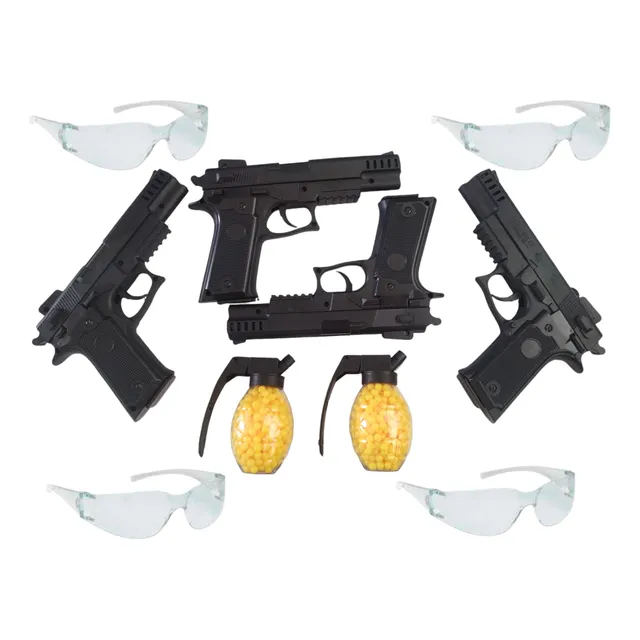 Kit Airsoft Party 4 Jugadores Pistola Bbs 6mm (no Hidrogel)