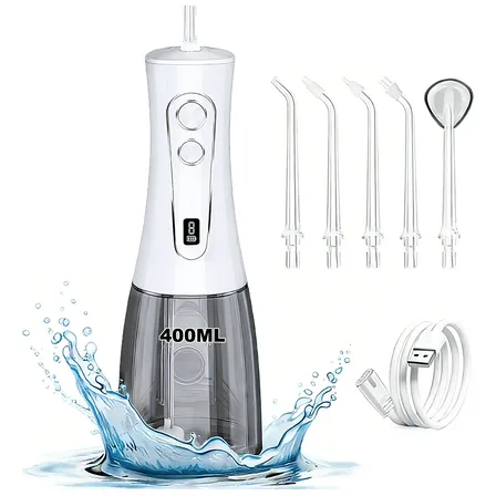 Irrigadores Orais 400ml Bucal Elétrico Irrigador Waterpik Branco