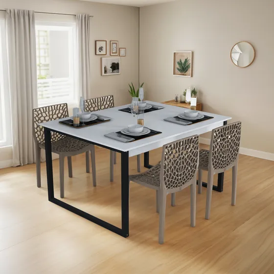 Kit Mesa De Jantar 120x90 Vintage + 4 Cadeiras Gruvyer