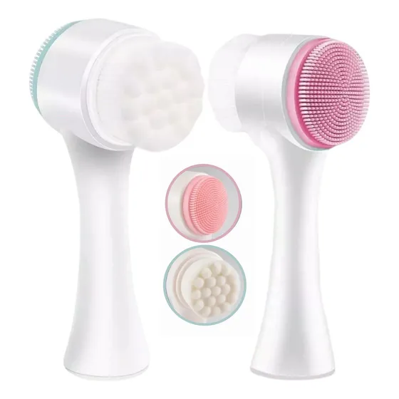 2 Pzs Cepillo Exfoliante Facial Manual Masajeador Doble Cara