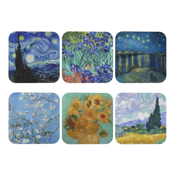 Posavaso Cuero Para Bebida Van Gogh Art Utiliza 6 Casa