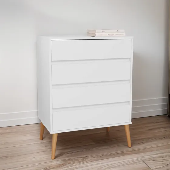 Cômoda Branca 100% Mdf Com 4 Gavetas Fiori - Robel Móveis
