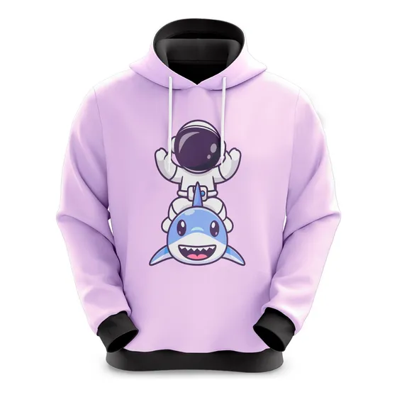 Blusa De Moletom Sublimado Infantil Desenho Astronauta Shark