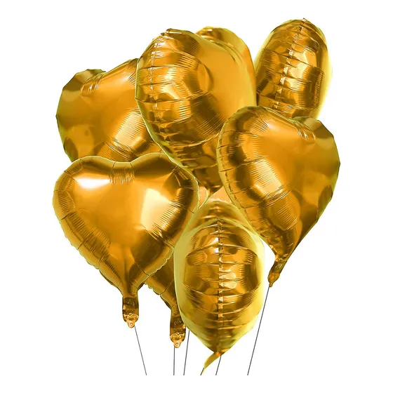 Pack X 10 Globos Corazon Metalizados Cumpleaños A024