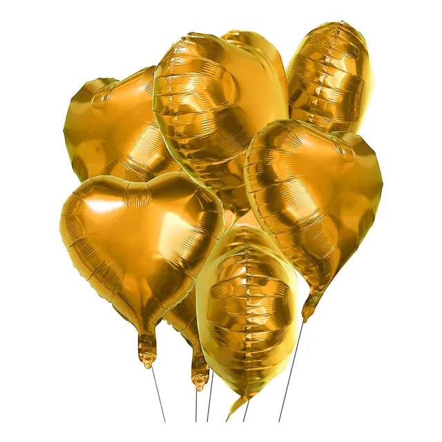 Pack X 10 Globos Corazon Metalizados Cumpleaños A024