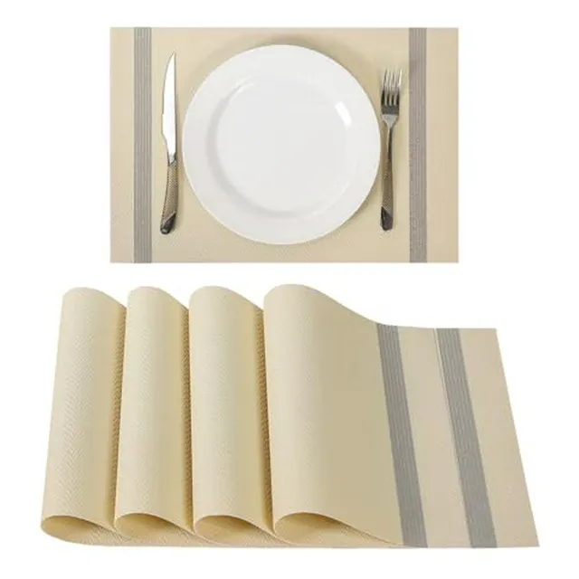 Set De 4 Manteles Amarillos Vinilo Resistentes Al Calor