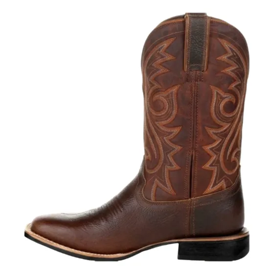 Botas Vaqueras Hombre Barril Alto Bordado Manga Retro