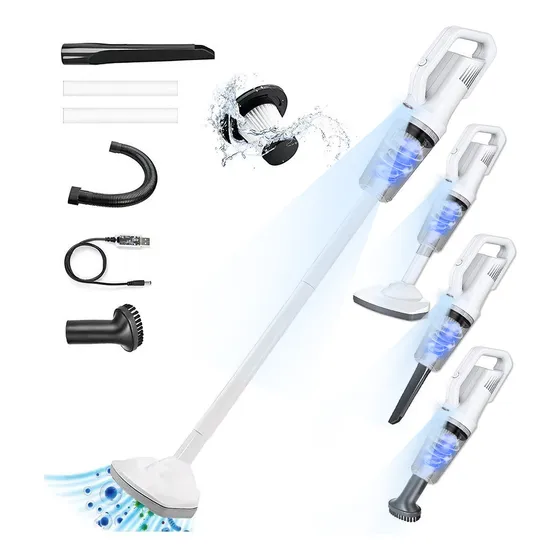 Aiyinsmart Aspiradora Portátil Inalámbrico De Mano Con Filtro Lavable Volumen 500ml 9kpa 2 Filtros Hepa Para Autos Hogar Oficina Blanco