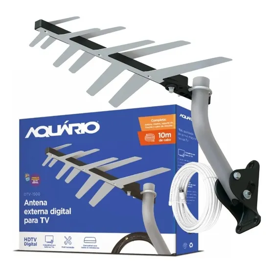 Kit Antena Externa Hdtv Digital Uhf 4k Completa + Cabo 10m