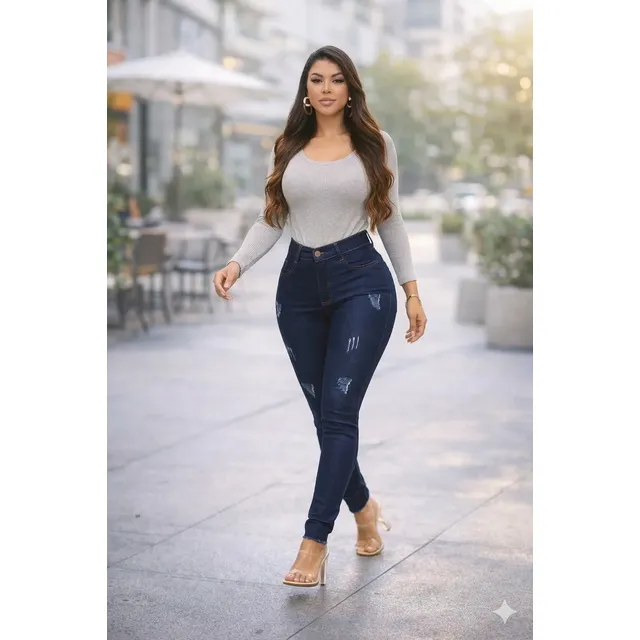 Calça Preta Jeans Feminina Skinny Cós Alto Levanta Bumbum