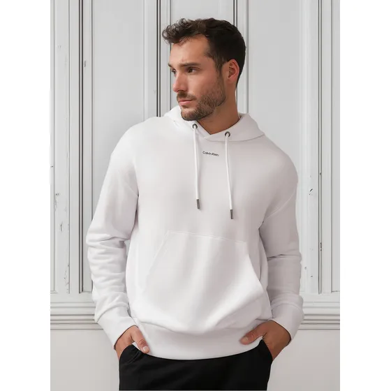 Polerón Con Gorro Nano Logo Cotton Modal Blanco Calvin Klein