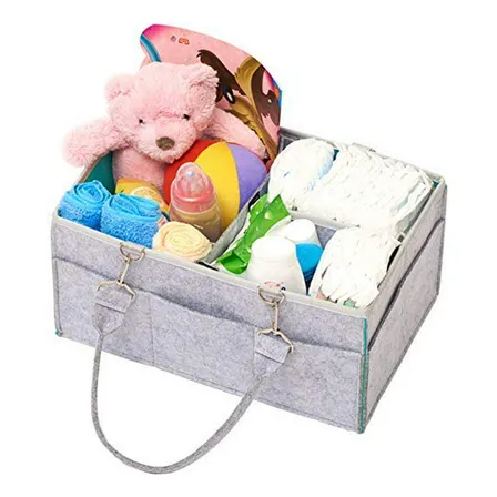Organizador De Pañales Para Bebé - Caddy De Fieltro Suave Y