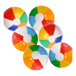 6 Pzs Pelota Inflable Playa Para Alberca De Colores 30cm 6 Pzs Pelota Inflable Playa Para Alberca De Colores 30cm