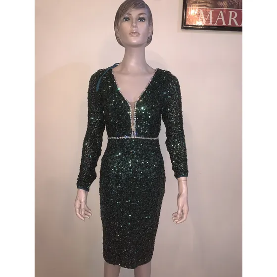 Vestido Corto Lentejuelas Rojo, Verde