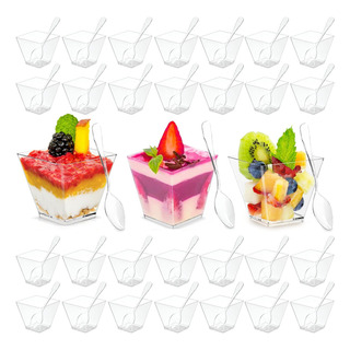 Mini Tazas Reposteria Postre Con Cucharas 100pzs Mini Tazas Reposteria Postre Con Cucharas 100pzs