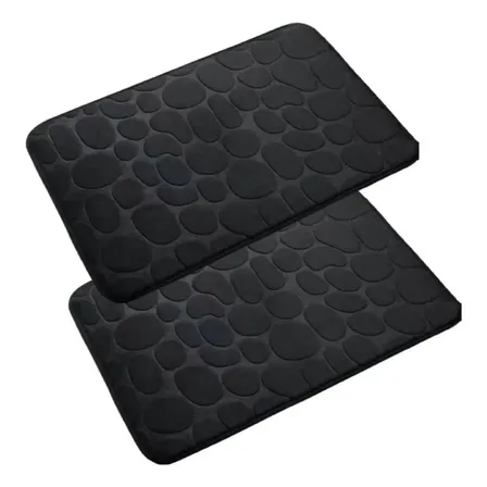 Kit2 Tapete Banheiro Soft Super Absorvete Anti Derrapante Preto