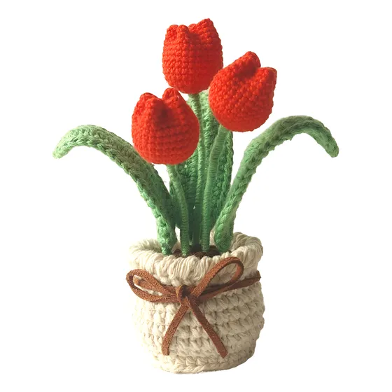 Tulipanes En Macetas  Tejidos  Y Flor Tipo Amigurumi 