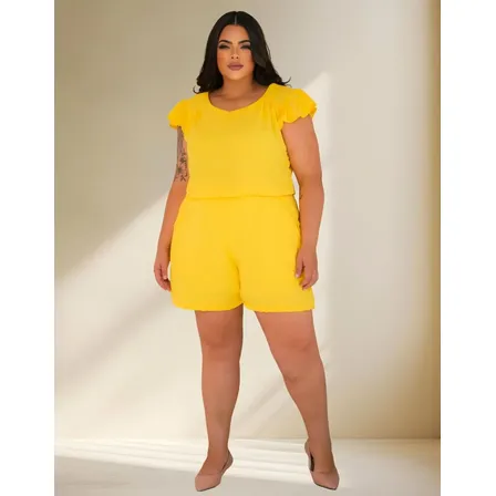 Conjunto Feminino Plus Size Shorts Blusa Social Festa Regata