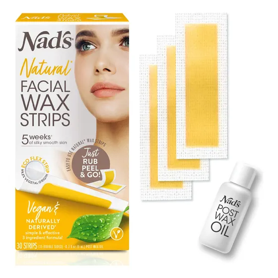 Kit De Depilación Nad's, Tiras De Cera Facial Natural Para T