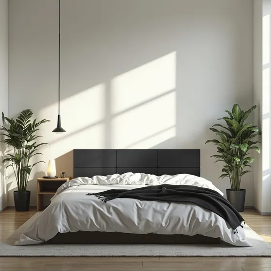 Cabecera Queen Size Dotico Cuadro Grande Altura Ajustable Color Negro