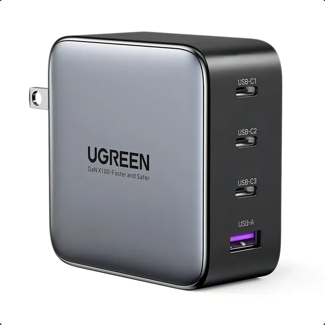 Cargador De Pared Ugreen Carga Rapida 100w Gan 3 Usb C 1 Usb Color Negro