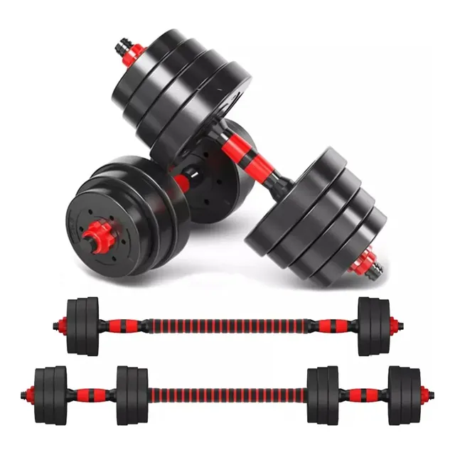 Mancuernas Pesas Ajustables Con Barra Kit De Ejercicio 30kg Negro