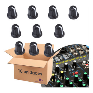 Kit 10 Knob Rotativo Pequeno Mesa Som Potenciometro Branco Kit 10 Knob Rotativo Pequeno Mesa Som Potenciometro Branco