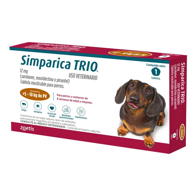 Antigarrapatas Antipulgas Simpárica Trio 5-10 Kg
