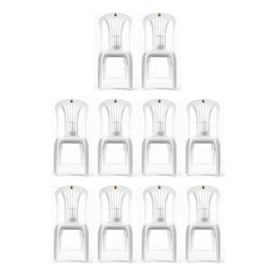 Kit 10 Cadeiras De Plástico Bistrô Resistente Suporta 182kg