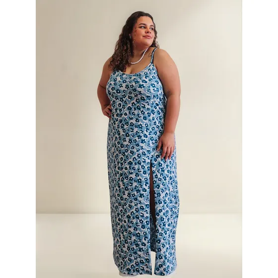 Maxi Vestido Mujer Ananá Plus Size Talle Grande Floreado
