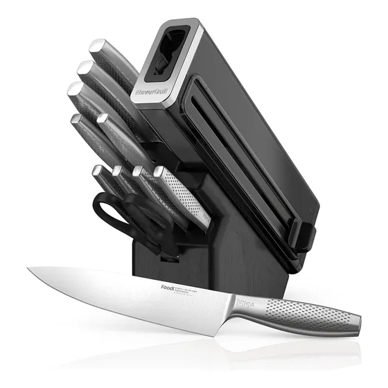 Set 12 Pzs Cuchillos P/ Chef Acero Inox Ninja C/ Afilador