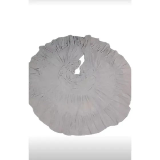 Pollera Beige Doble Plato Folklore Adulto