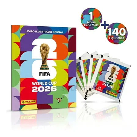 Kit Album Copa Do Mundo 2026 Panini Capa Mole + Figurinhas 140