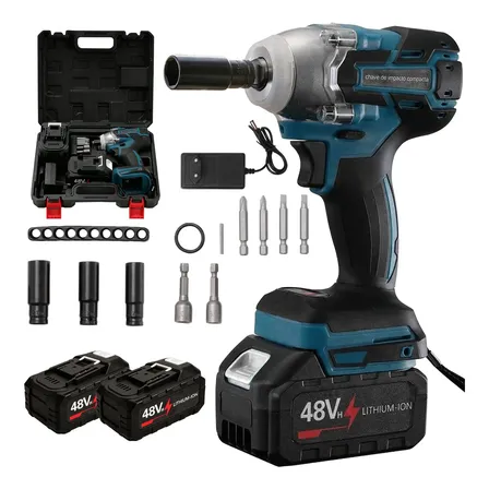 Chave De Impacto 48v Kit Com 2 Baterias Acessórios E Maleta