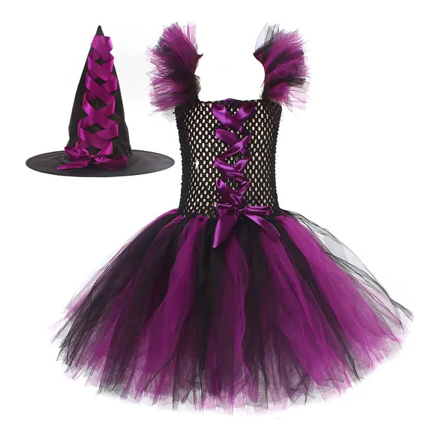Vestido De Disfraz De Bruja De Halloween Para Niñas Cosplay