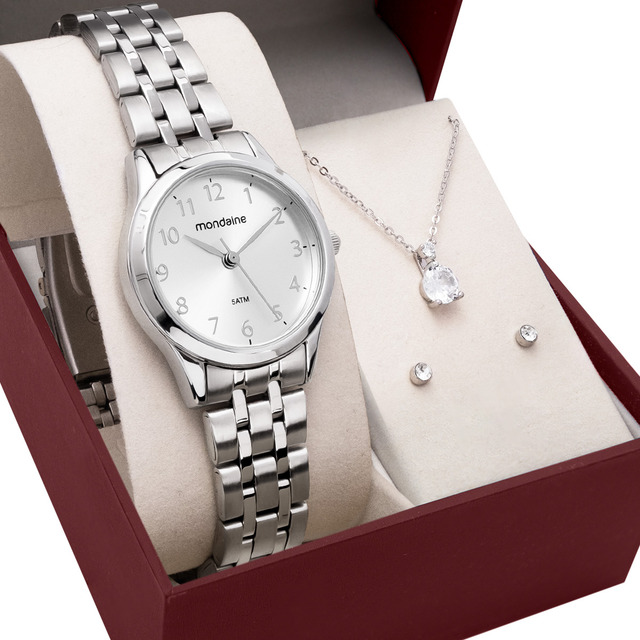 Relógio Mondaine Feminino Prata Kit Semi-joias Cor Da Correia Prateado 32608l0mkne2k1 Relógio Mondaine Feminino Prata Kit Semi-joias Cor Da Correia Prateado 32608l0mkne2k1