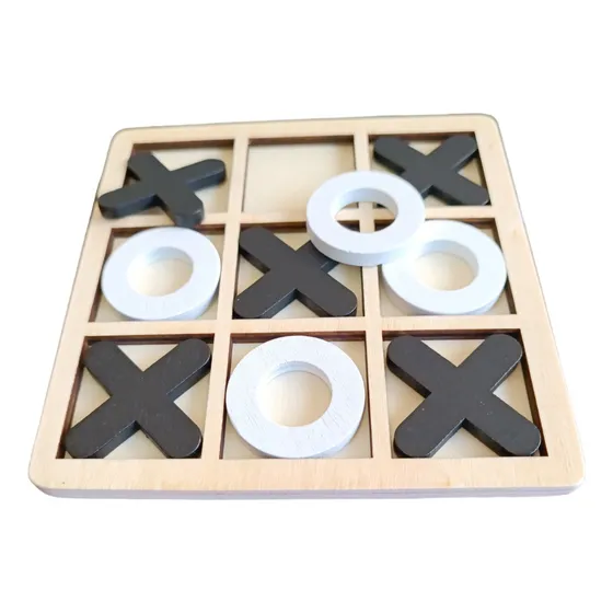 Juego Triki Tic Tac Toe Antiestres De Madera 3d