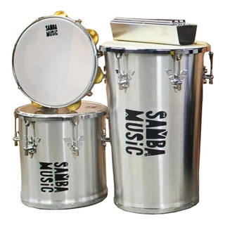 Kit Rebolo Phx / Repique / Reco-reco / Pandeiro Ksm-01 Al Cor E Acabamento Prateado Kit Rebolo Phx / Repique / Reco-reco / Pandeiro Ksm-01 Al Cor E Acabamento Prateado