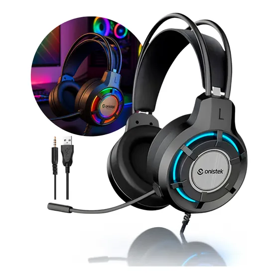 Fone De Ouvido Gamer Headset C/ Fio P/ Pc E Consoles Led Rgb