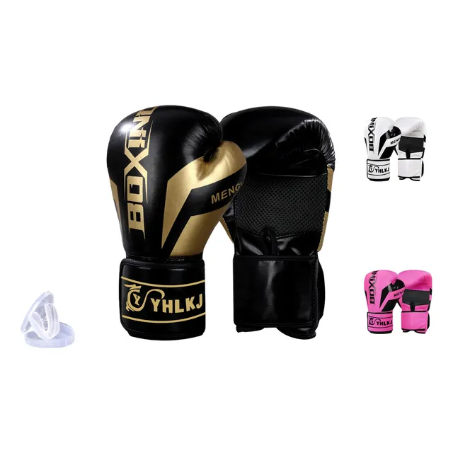 Guantes De Box Respirable Velcro Negro, Blanco, Rosa 8-14oz