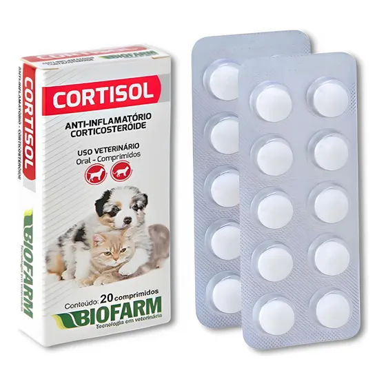 Cortisol Anti-inflamatório Dermatite Cães E Gatos Pet 20comp